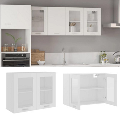 B&Q -  Hanging Glass Cabinet White 80X31X60 Cm Engineered Wood