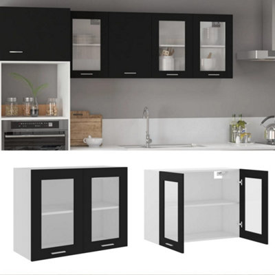 B&Q -  Hanging Glass Cabinet Lyon Black 80X31X60 Cm Engineered Wood