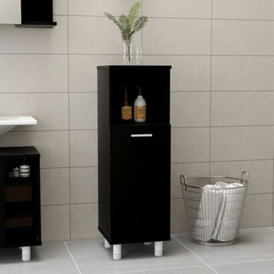 Vidaxl Black Bathroom Cabinet 30X30x95 Cm Engineered Wood Bathroom Cabinets