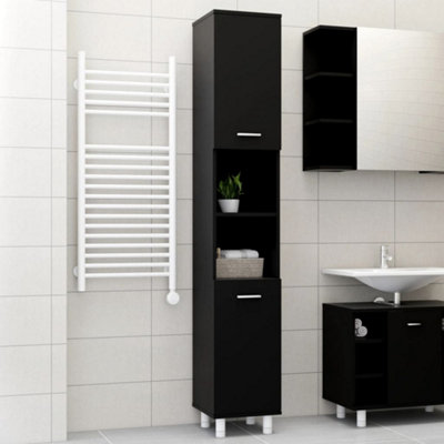 Vidaxl Bathroom Cabinet 30X30x179 Cm Engineered Wood Bathroom Cabinets Black