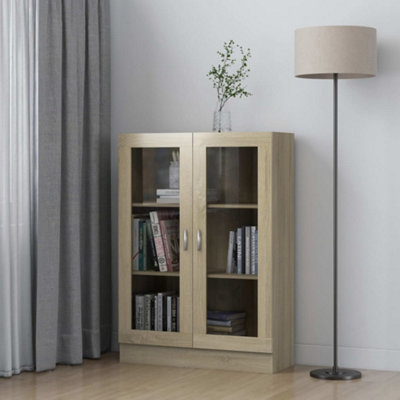 Vidaxl Vitrine Cabinet Sonoma Oak 82.5X30.5x115 Cm Engineered Wood