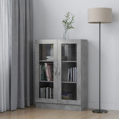 B&Q -  Vitrine Cabinet Concrete Grey 82.5X30.5X115 Cm Engineered Wood