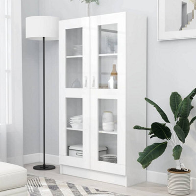 Vidaxl Vitrine Cabinet White 82.5X30.5X150 Cm Engineered Wood Vitrine Cabinets from B&Q