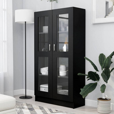Vidaxl Vitrine Cabinet 82.5X30.5x150 Cm Engineered Wood Vitrine Cabinets Black