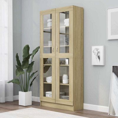 Vidaxl Vitrine Cabinet Sonoma Oak 82.5X30.5X185 Cm Engineered Wood from B&Q