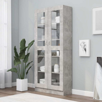 B&Q -  Vitrine Cabinet Concrete Grey 82.5X30.5X185 Cm Engineered Wood