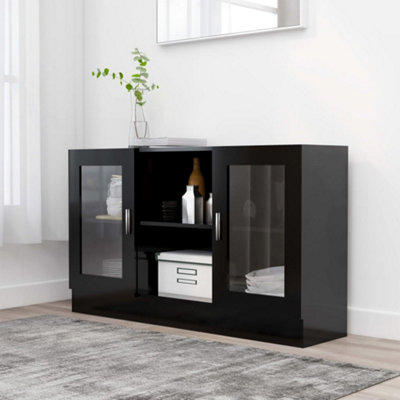 B&Q -  Vitrine Cabinet Black 120X30.5X70 Cm Engineered Wood