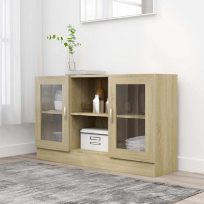 Vidaxl Vitrine Cabinet Sonoma Oak 120X30.5x70 Cm Engineered Wood