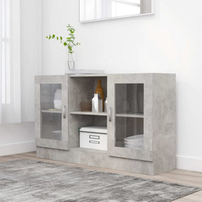 Vidaxl Vitrine Cabinet Concrete 120X30.5x70 Cm Engineered Wood Grey