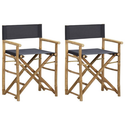 B&Q -  Folding Director's Chairs 2 Pcs Dark Grey Bamboo And Fabric