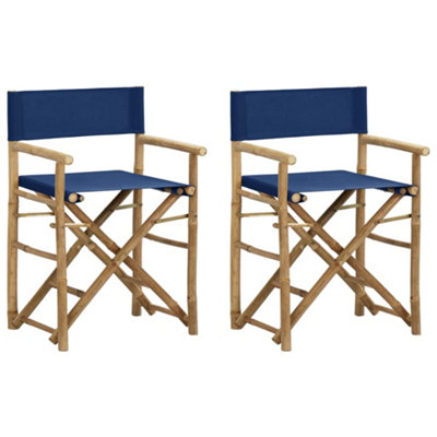B&Q -  Folding Director's Chairs 2 Pcs Blue Bamboo And Fabric