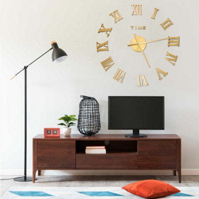Vidaxl 3D Wall Clock Modern Design Gold 100 Cm Xxl from B&Q
