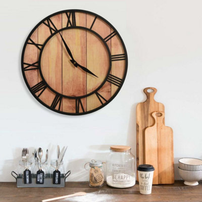 Vidaxl Wall Clock 39 Cm Brown And Black Mdf And Iron Wall Clocks from B&Q