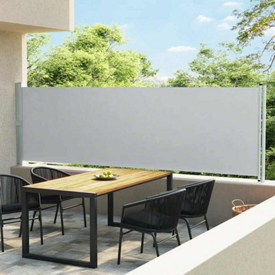Vidaxl Grey Patio Retractable Side Awning 140X600 Cm