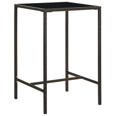 B&Q -  Garden Bar Table Brown 70X70X110 Cm Poly Rattan And Glass