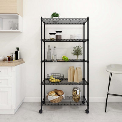 Vidaxl 5-Tier Storage Shelf With Wheels 75X35X155 Cm Black 250 Kg from B&Q