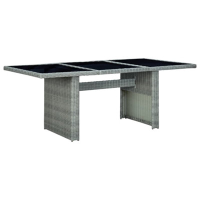 Vidaxl Light/Grey Garden Table Poly Rattan And Tempered Glass