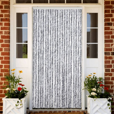 Vidaxl Insect Curtain White And Grey 90X200 Cm Chenille from B&Q