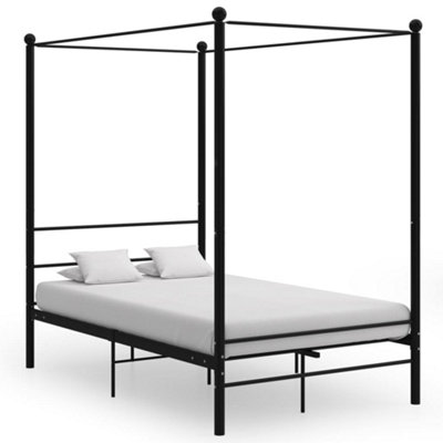 Vidaxl Canopy Bed Frame Without Mattress Black Metal 120X200 Cm from B&Q