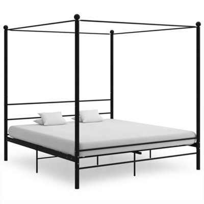Vidaxl Canopy Bed Frame Without Mattress Metal 180X200 Cm Super King Black