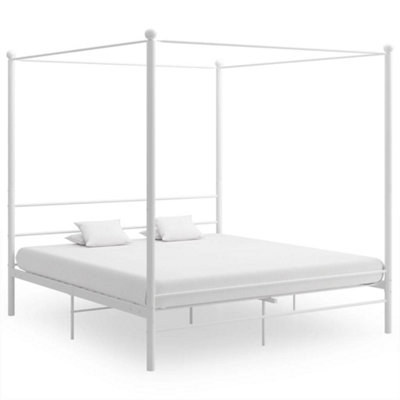 Vidaxl Canopy Bed Frame Without Mattress White Metal 200X200 Cm from B&Q