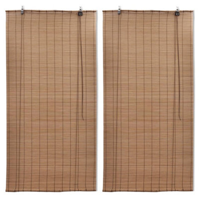 Vidaxl Bamboo Roller Blinds 2 Pcs 80 X 160 Cm Brown