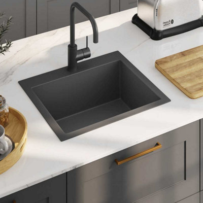 B&Q -  Handmade Kitchen Sink Black Stainless Steel Kitchen Sinks