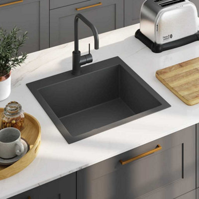 B&Q -  Handmade Kitchen Sink Black Stainless Steel Kitchen Sinks