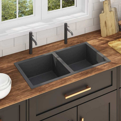 B&Q -  Handmade Kitchen Sink Black Stainless Steel Kitchen Sinks