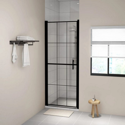 Vidaxl Shower Door Tempered Glass 91X195 Cm Black