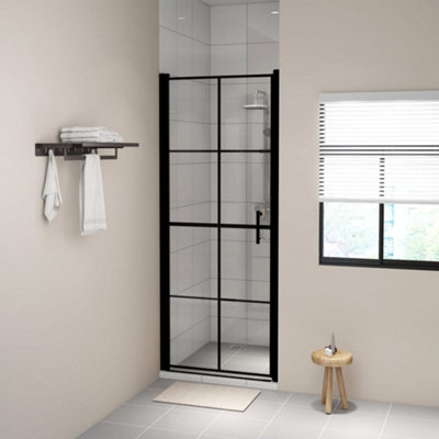 Vidaxl Shower Doors Tempered Glass 81X195 Cm Black Shower Doors