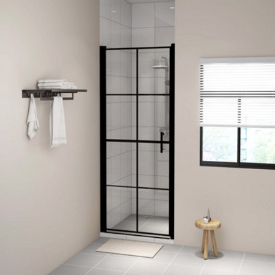 Vidaxl Shower Door Tempered Glass 91X195 Cm Black