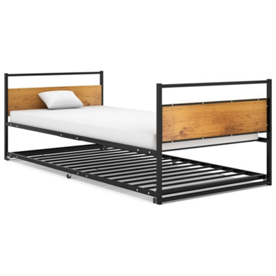 Vidaxl Pull-Out Bed Frame Without Mattress Black Metal 90X200 Cm from B&Q