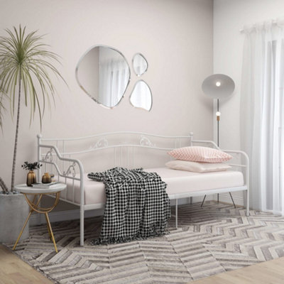 Vidaxl White Sofa Bed Frame Without Mattress Metal 90X200 Cm