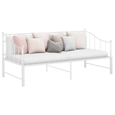 Vidaxl Pull-Out Sofa Bed Frame Without Mattress Metal 90X200 Cm White