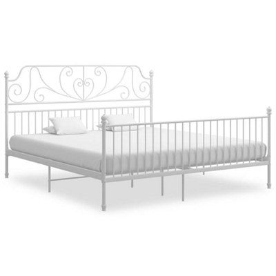 vidaXL Bed Frame - White Metal - 180x200 cm - Super King - Image 3