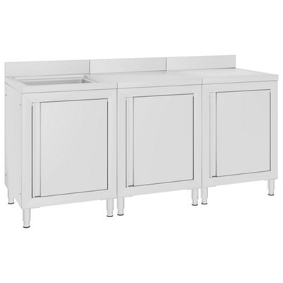 Vidaxl Commercial Kitchen Sink Cabinet 180X60X96 Cm Stainless Steel from B&Q