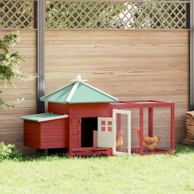 B&Q -  Chicken Coop With Nest Box Red 190X72X102 Cm Solid Firwood