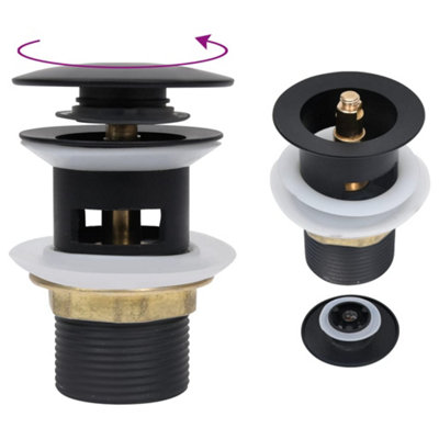 B&Q -  Push Drain With Overflow Function Black 6.4X6.4X9.1 Cm