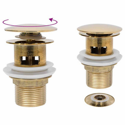 Vidaxl Push Drain With Overflow Function Gold 6.4X6.4X9.1 Cm from B&Q