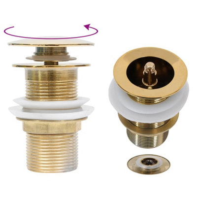 B&Q -  Push Drain Without Overflow Function Gold 6.4X6.4X9.1 Cm