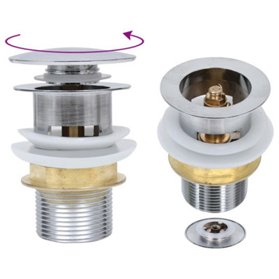 B&Q -  Push Drain Without Overflow Function Silver 6.4X6.4X9.1 Cm