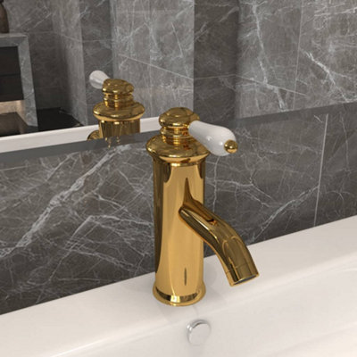 Vidaxl Bathroom Basin Faucet Gold 130X180 mm from B&Q