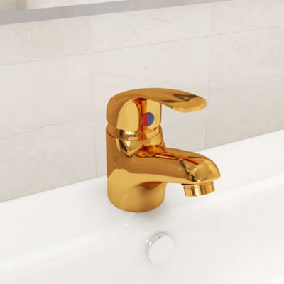 Vidaxl Basin Mixer Tap Gold 13X10 Cm from B&Q