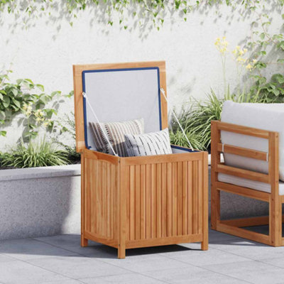 Vidaxl Solid Teak Wood Garden Storage Box Wooden Outdoor Pillow Blanket Chest - Image 5