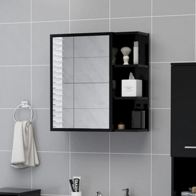 Vidaxl Black Bathroom Mirror Cabinet 62.5X20.5x64 Cm Engineered Wood Mirror Cabinets