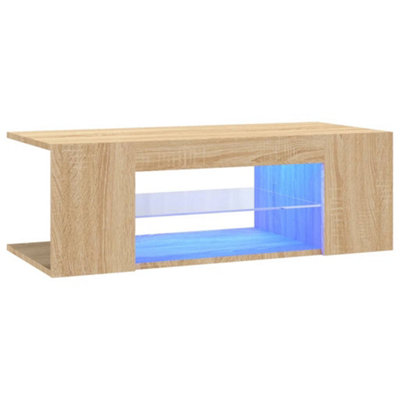Vidaxl Tv Cabinet With Led Lights Sonoma Oak 90X39X30 Cm from B&Q