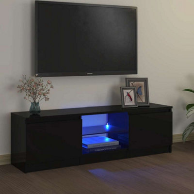 Vidaxl Tv Cabinet With Led Lights 120X30x35.5 Cm Black
