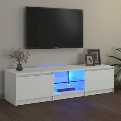 Vidaxl Tv Cabinet With Led Lights White 140X40X35.5 Cm Tv Cabinets from B&Q