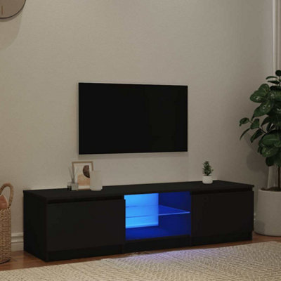 Vidaxl Tv Cabinet With Led Lights 140X40x35.5 Cm Black